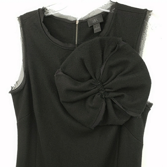 BR Banana Republic Black Large 3D Flower 100% Wool Dress - Picture 3 of 9